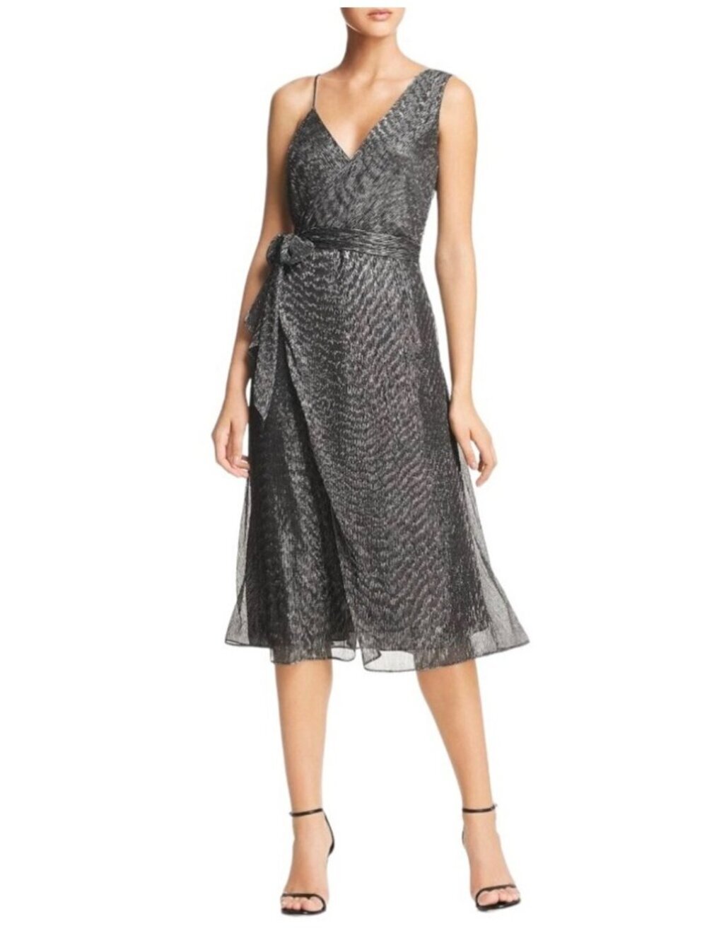KEEPSAKE The Label‎ Midi Dress Women’s Medium Black Silver Lurex "Now & Then"